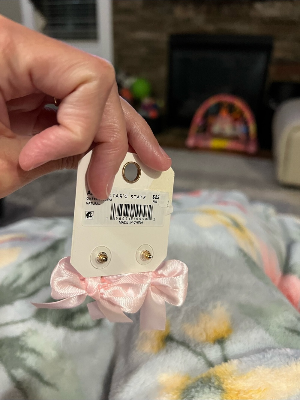 Altard State Pink Satin Bow Stud Earrings